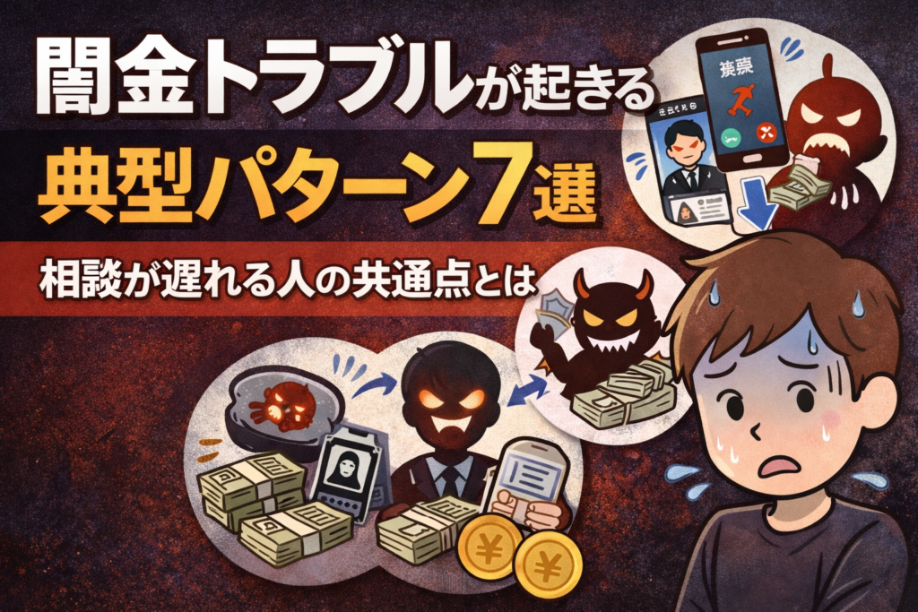 闇金トラブルが起きる典型パターン7選について解説した記事のアイキャッチ画像