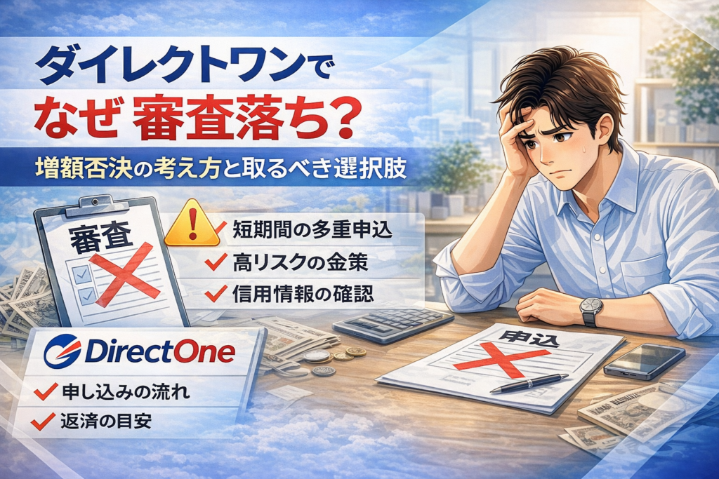 ダイレクトワンで審査落ちしたり増額否決された人に向けて書いた記事のアイキャッチ画像