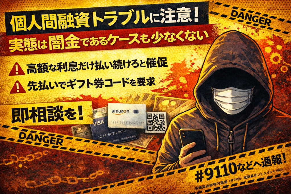個人間融資トラブルの典型パターンと安全に切り抜ける対処法について解説した記事のアイキャッチ画像