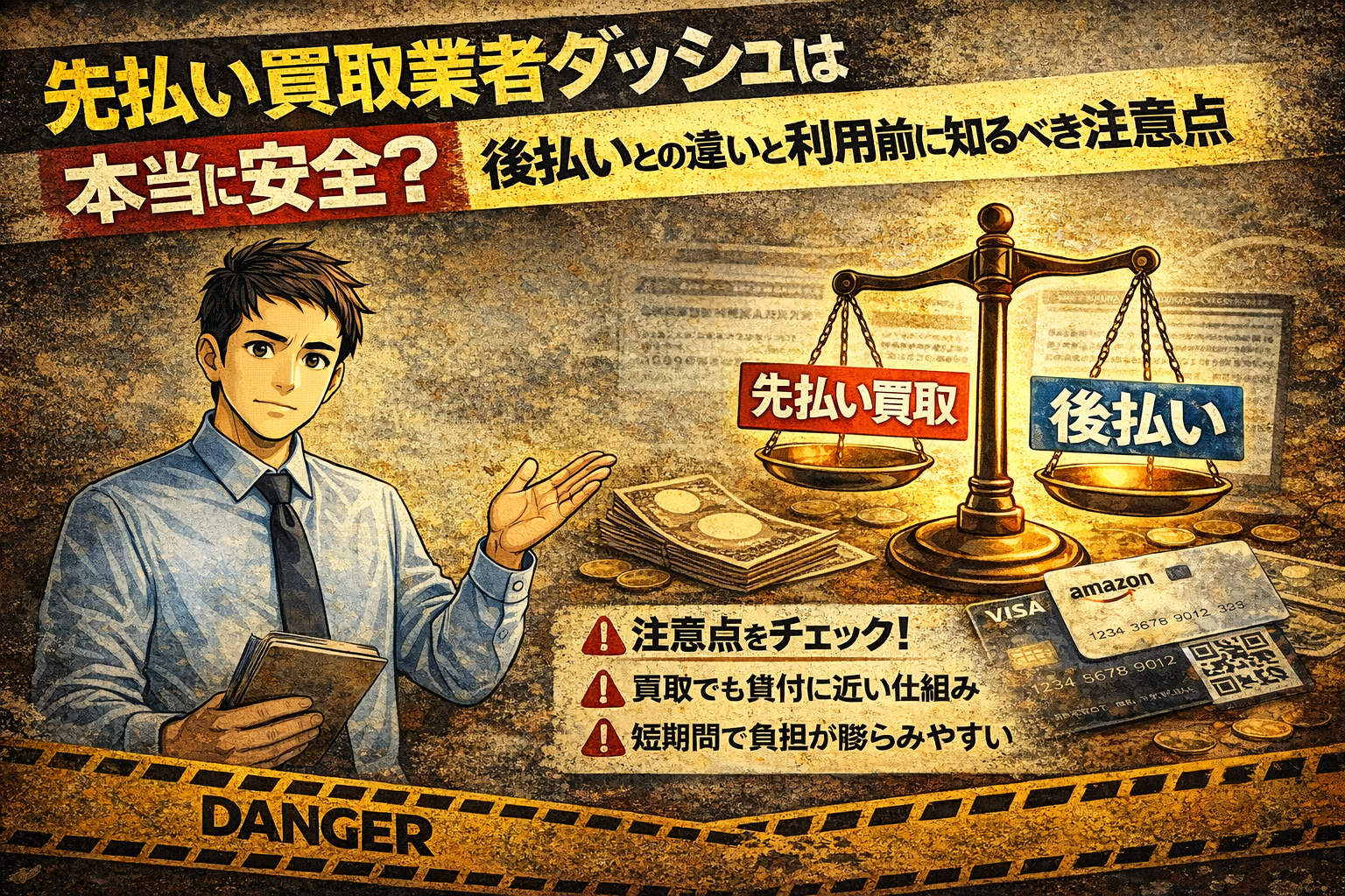 先払い買取業者ダッシュは危険かどうか解説した記事のアイキャッチ画像