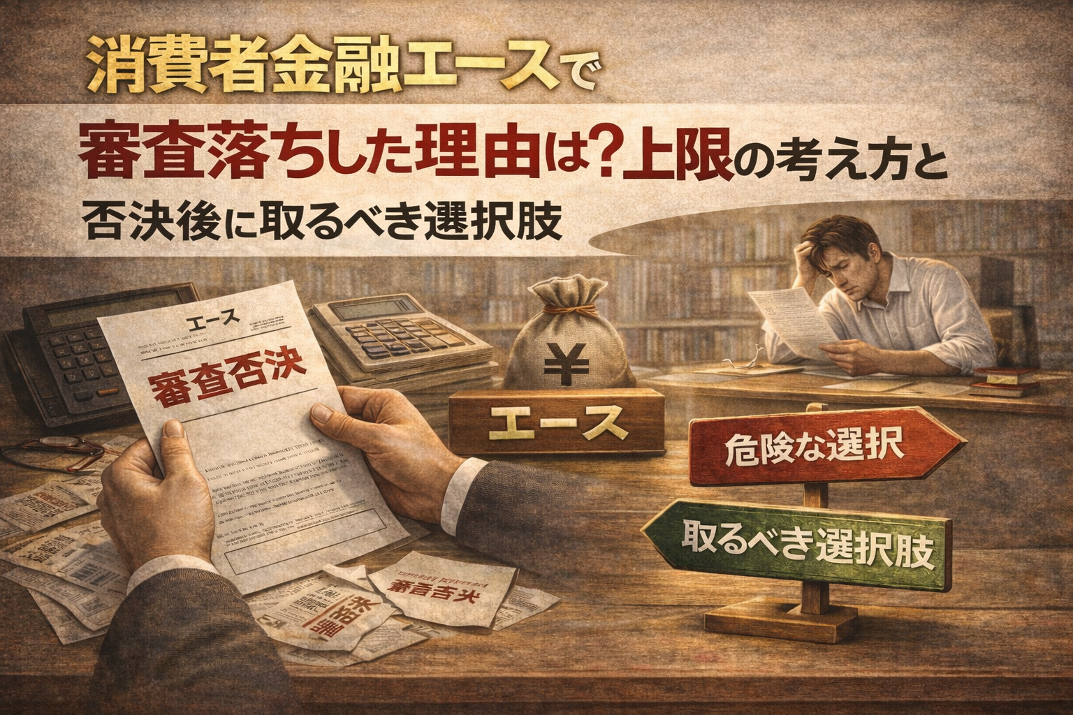消費者金融エースで審査落ちした際上限の考え方と否決後に取るべき選択肢について解説した記事のアイキャッチ画像