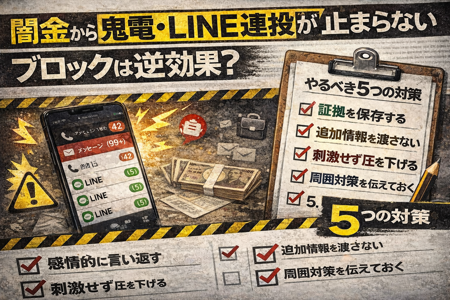 闇金から鬼電やLINEが止まらないときブロックするのは逆効果かどうかについて解説した記事のアイキャッチ画像