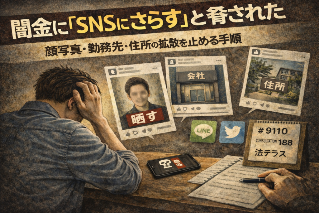 闇金に「SNSにさらす」と脅された時の対処法について解説した記事のアイキャッチ画像