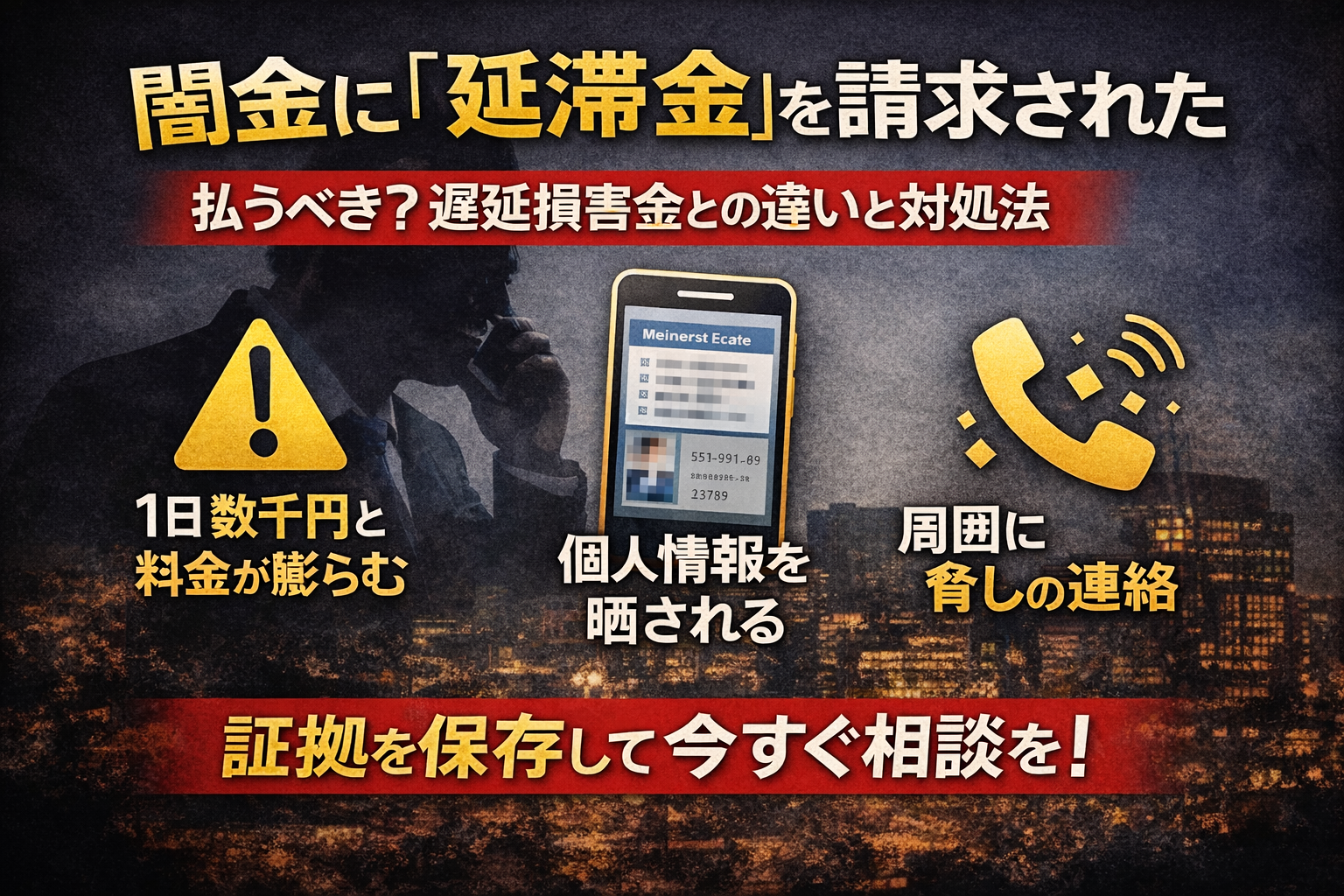 闇金に「延滞金」を請求された時の対処法について解説した記事のアイキャッチ画像