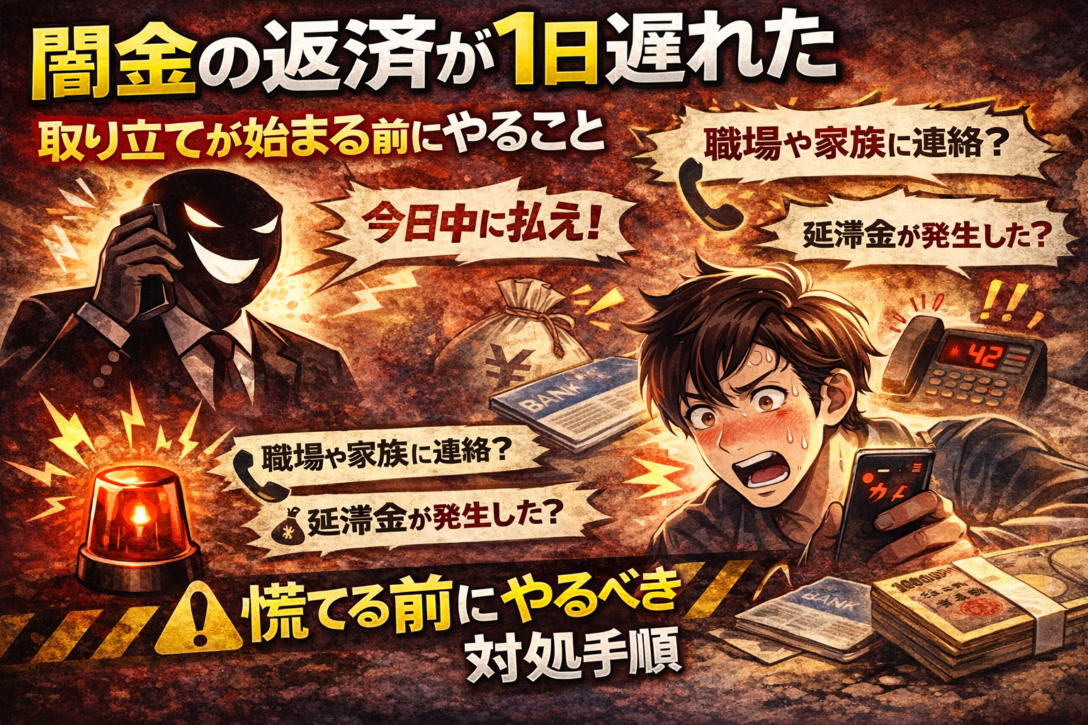 闇金への返済が１日遅れた際の対処法について解説した記事のアイキャッチ画像