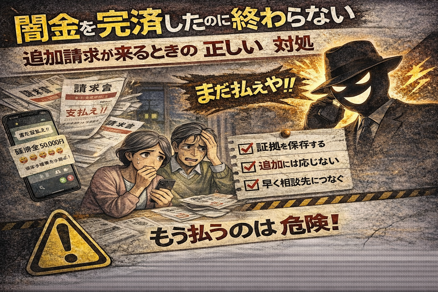 闇金に完済した後にトラブルになる典型パターンとその対処法について解説した記事のアイキャッチ画像