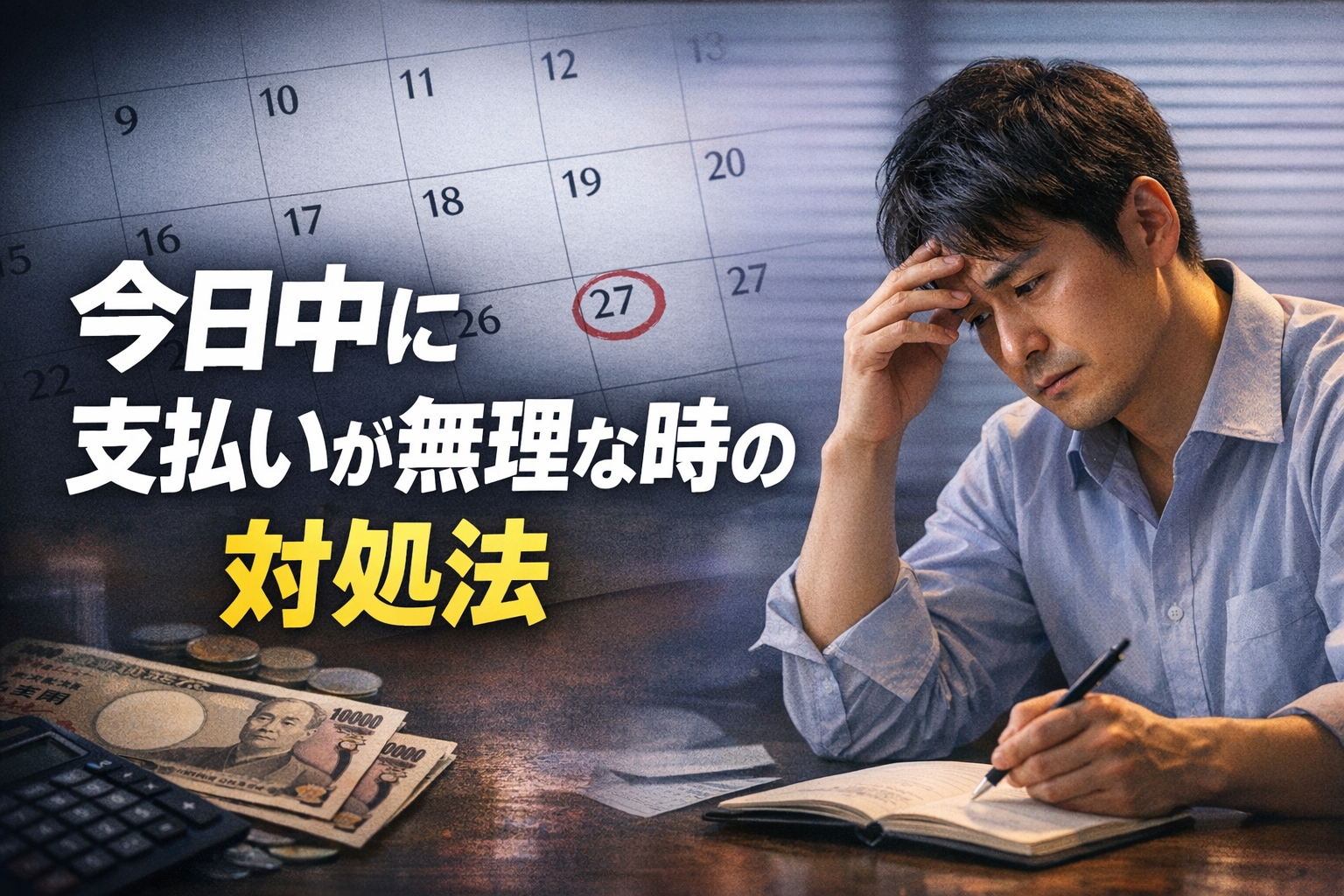 今日中に支払いが無理な時の対処法について解説した記事のアイキャッチ画像