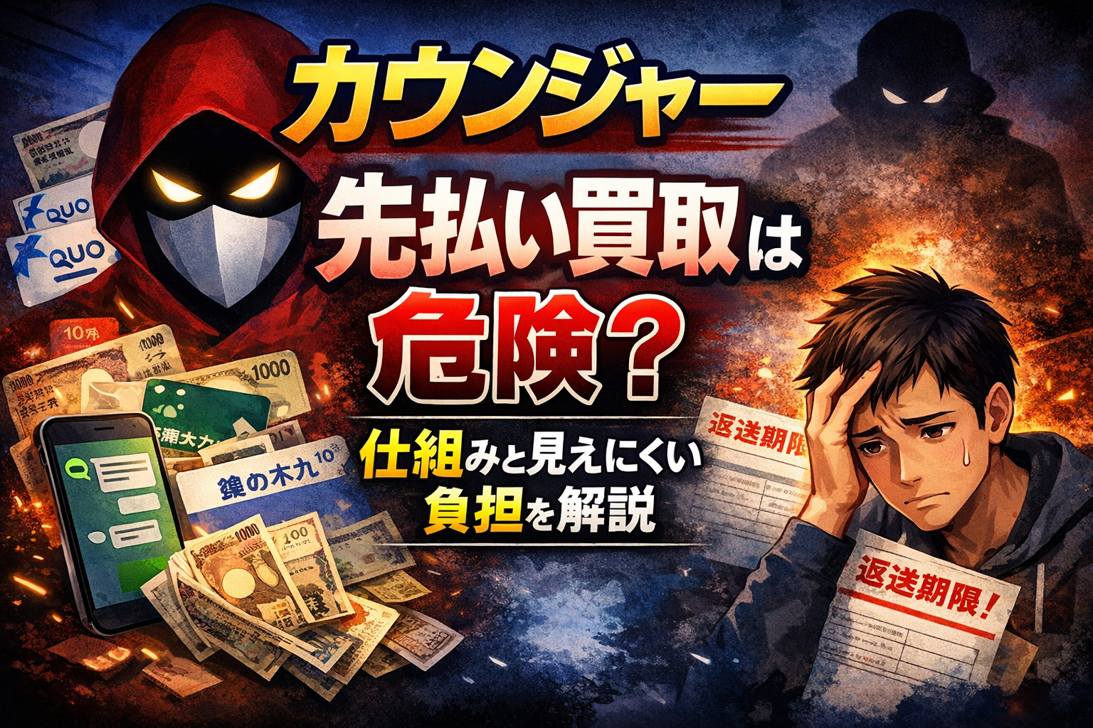 カウンジャーと類似業者、カウンジャーの先払い買取の仕組みについて解説した記事のアイキャッチ画像