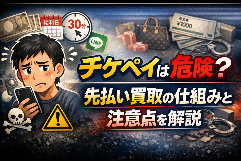 チケペイのリスクと先払い買取の仕組み、注意点について解説した記事のアイキャッチ画像