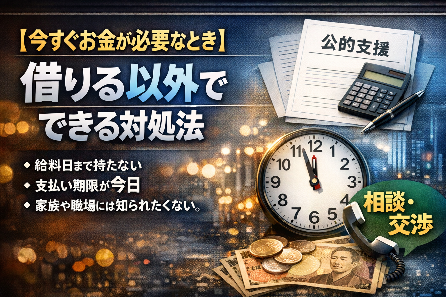 今すぐお金が必要なとき、借りる以外でできる対処法について解説した記事のアイキャッチ画像