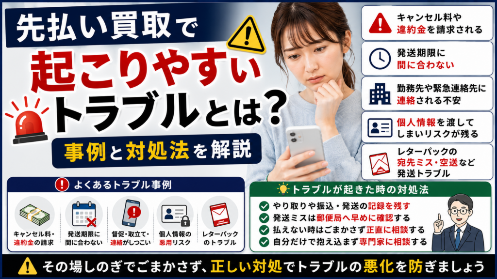 先払い買取で起こりやすいトラブル事例や対処法を解説