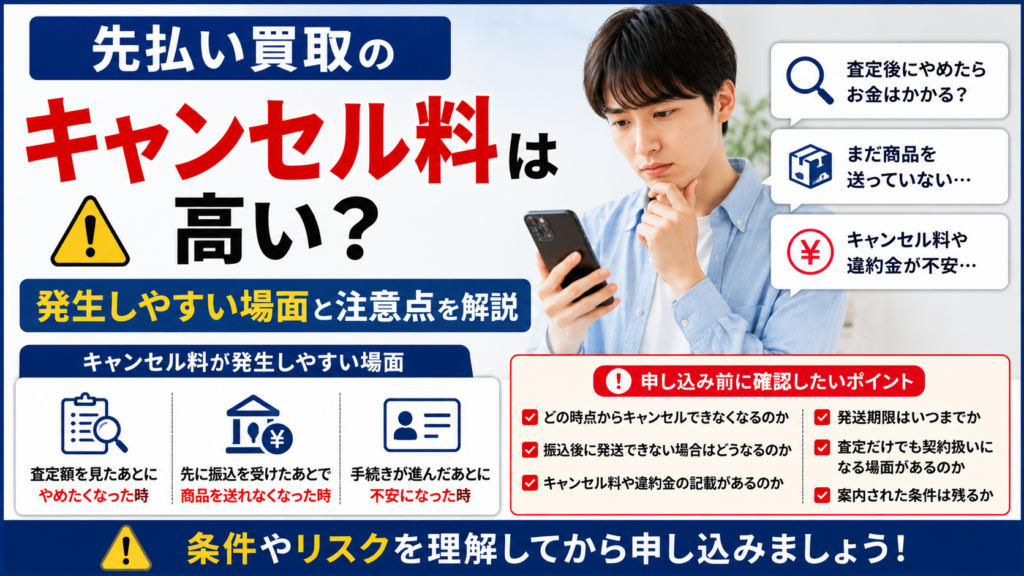 先払い買取のキャンセル料は高いのか、発生しやすい場面や違約金の注意点を解説
