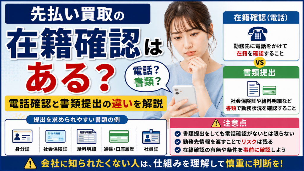 先払い買取の在籍確認や電話確認、書類提出の違いを解説