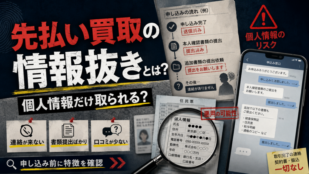 先払い買取の情報抜きとは何か、個人情報だけ取られるリスクや特徴を解説
